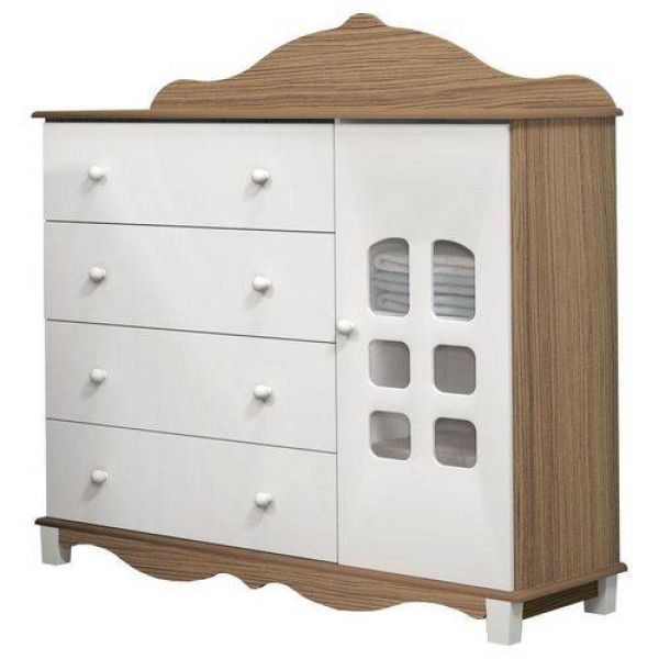 Quarto De Bebê Imperial 4 Portas Com Berço Realeza Wengue Capitone Branco – Canaã