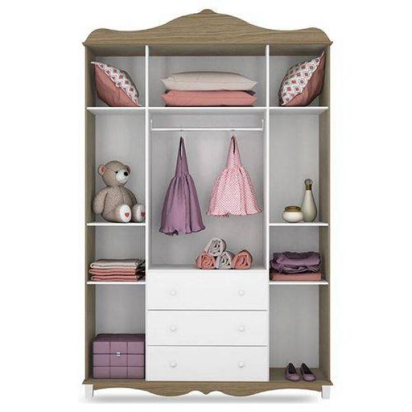Quarto De Bebê Imperial 4 Portas Com Berço Realeza Wengue Capitone Branco – Canaã
