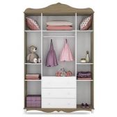 Quarto De Bebê Imperial 4 Portas Com Berço Realeza Wengue Capitone Branco – Canaã