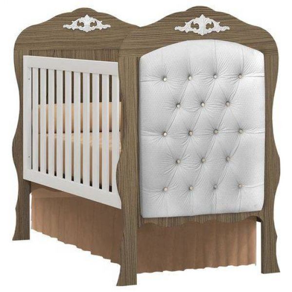 Quarto De Bebê Imperial 4 Portas Com Berço Realeza Wengue Capitone Branco – Canaã