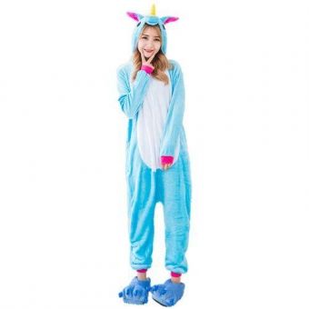 Kit Pijama Fantasia- Kigurumi Unicórnio com Pantufa Pata