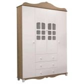 Quarto De Bebê Imperial 4 Portas Com Berço Realeza Wengue Capitone Branco – Canaã