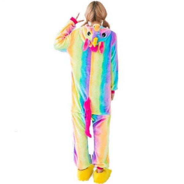 Pijama Arco-iris Fantasia Macacão Kigurumi Unicórnio Rainbow Colorido